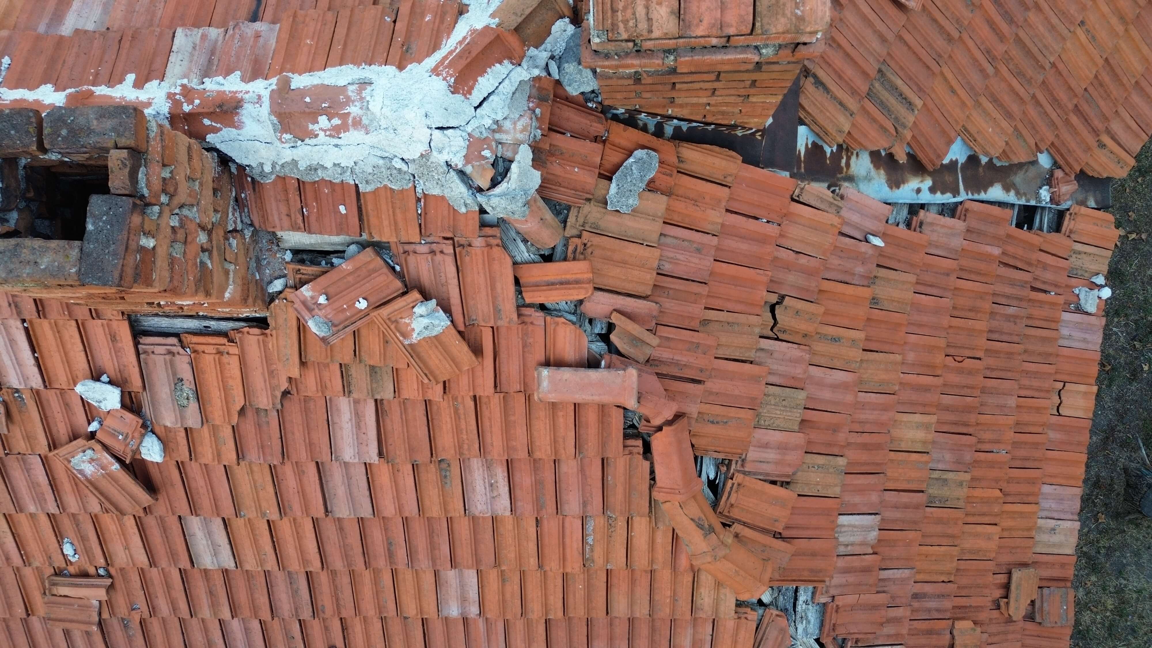 Building roof aerial view